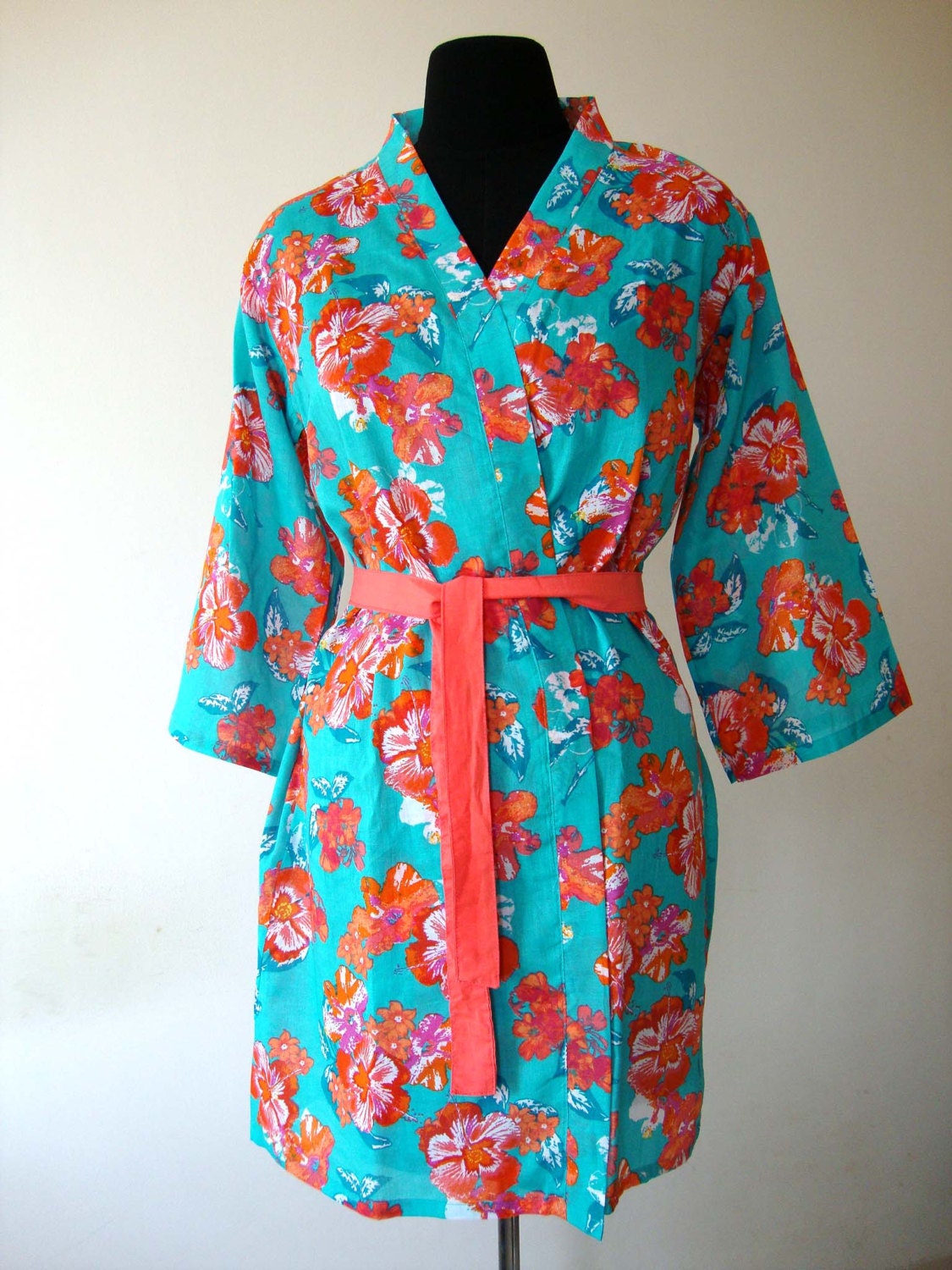 Turquoise Robe, Wrap dress - Bridesmaids gift, getting ready robes, Bridal shower favors, baby shower
