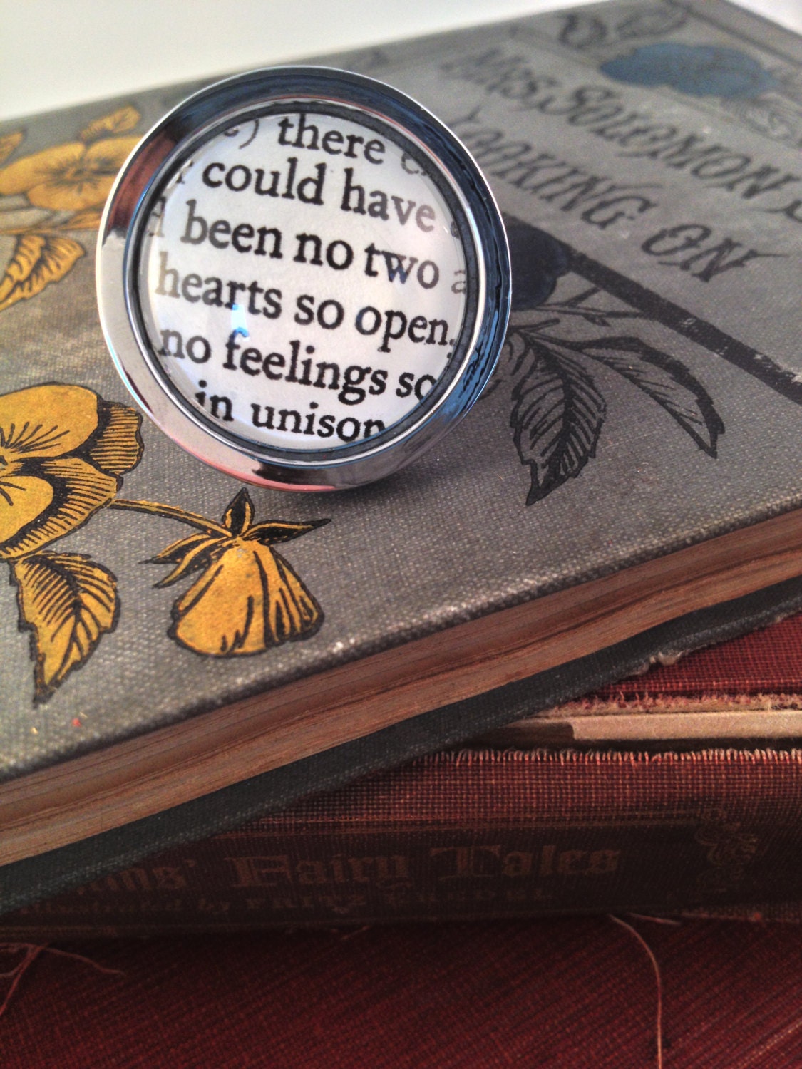 Persuasion Jane Austen Silver Book Page Literature Drawer Knob Pull There could have been no two hearts so open no two feelings so in unison