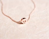 rose gold skull necklace - dainty, delicate, minimal, rose gold jewelry