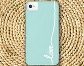 Cursive Love Barely-There Snap-On Hard Plastic iPhone 4 Case in Island Blue (In Stock & Ready to Ship)