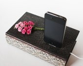 Faux-Vintage Rose - iPhone Charger and Hidden Book Box for iPhone 4S, iPhone 4, Mother's Day Gift