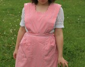 Late 1960s Candy Striper Uniform/ Red and White Striped Jumper Dress/ Miss Emmy by Indutex/ M Medium