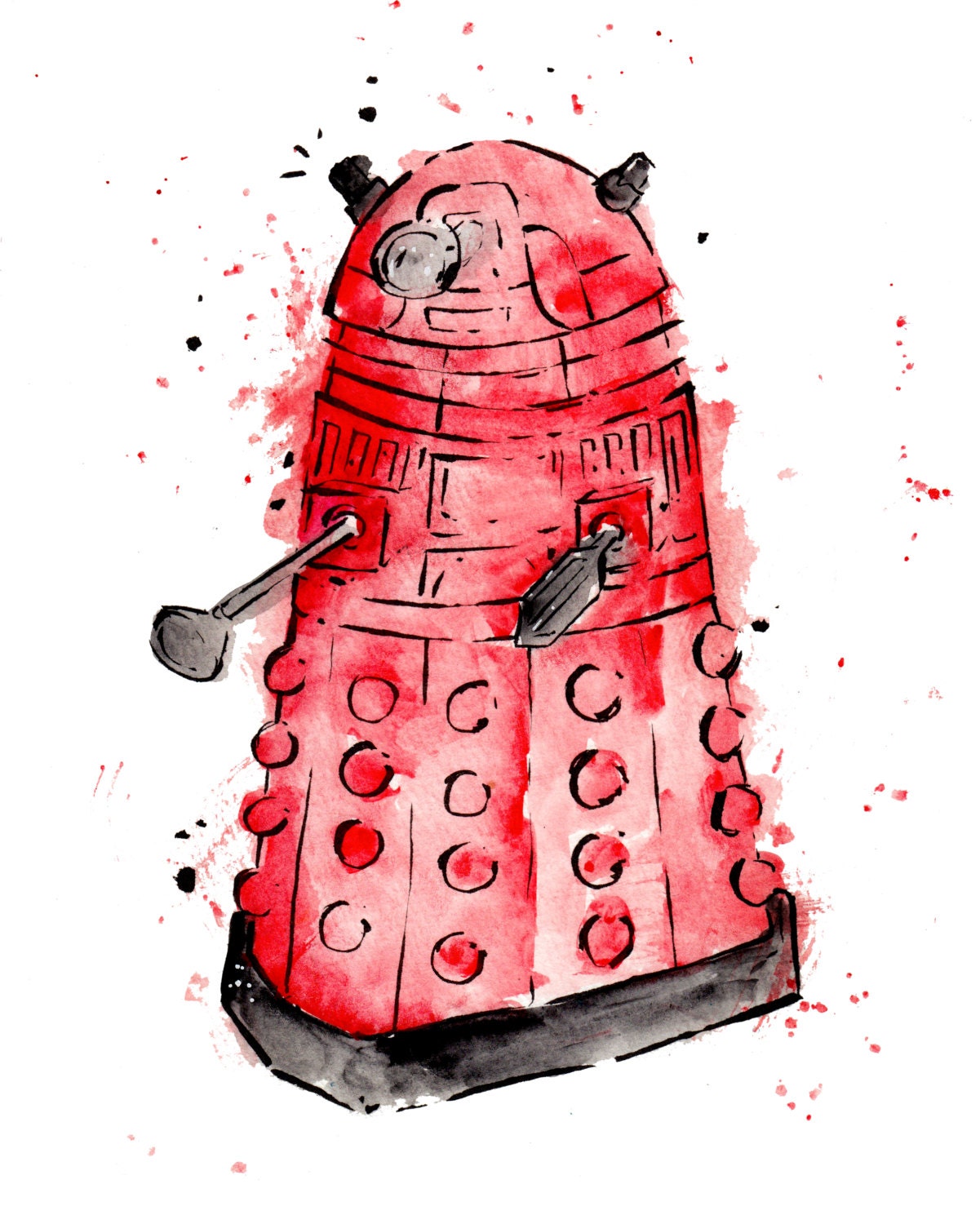 Red Dalek - Doctor Who Print, 8.5x11 inch inkjet print