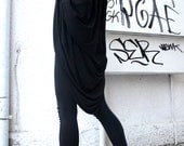Casual Loose Oversized Black  Blouse / Asymmetric Tunic Top