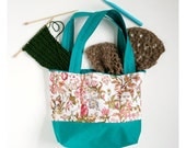 Teal and Romantic Print Large Tote Bag