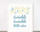 nursery rhyme poster - Twinkle twinkle little star - blue and yellow