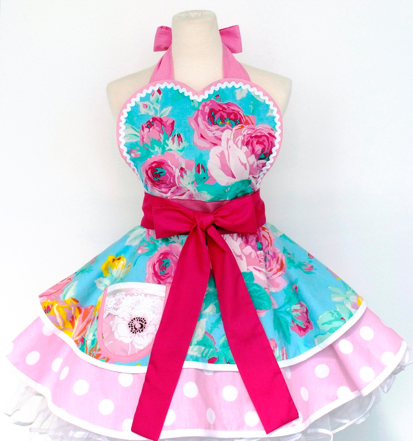 English Rose Vintage Apron for Tea Party-Last One
