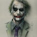The Joker - Pencil & Airbrush Drawing - 12 x 18 Inch Artwork