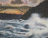 NIAGARA FALLS - The Whirlpool RAPIDS, Narrowing River, Bridge, New York, Vintage Postcard, Used & Stamped, 1900s, Bazaar