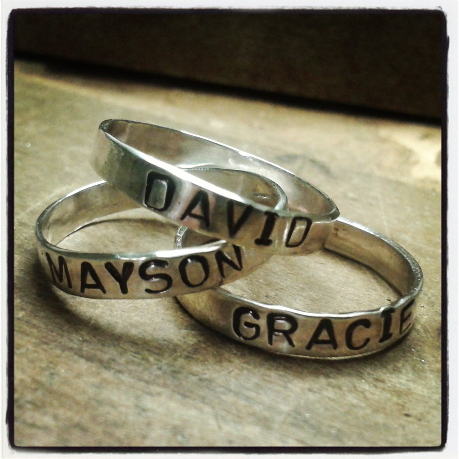 Stamped Name Rings Personalized Custom Mommy Ring