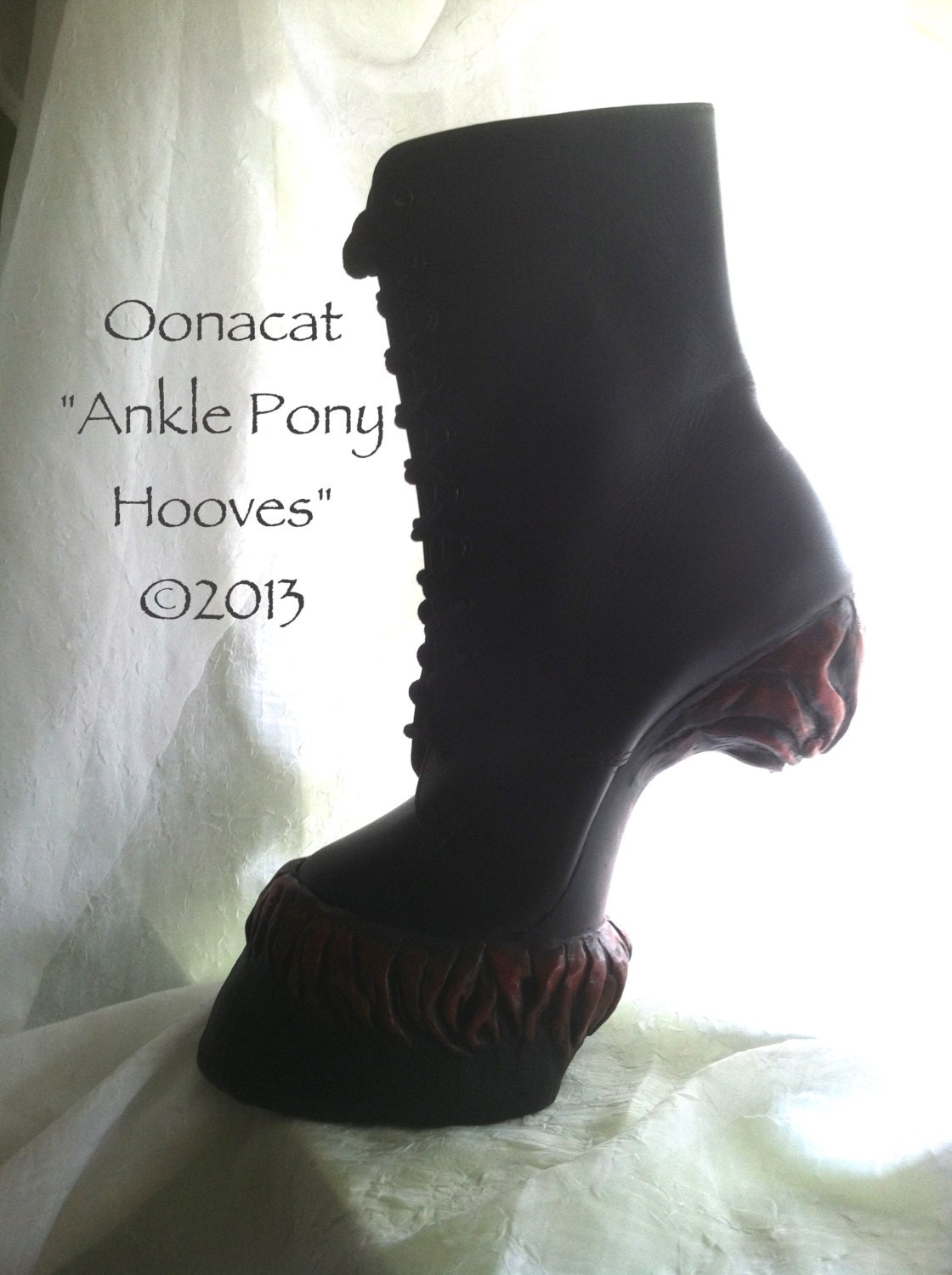 Black Shaggy Pony Hooves - Other colors available - Heelless Hooves for Costume - Custom Made Boots to Order