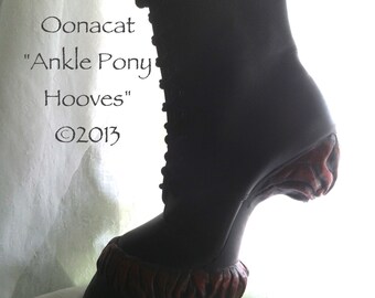 Black Shaggy Pony Hooves - Other colors available - Heelless Hooves for Costume - Custom Made Boots to Order