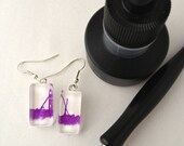 Abstract Violet Ink - Wearable Artwork Earrings  - Original Ink Paintings - One of a Kind
