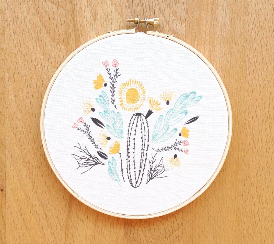 Ltd Edt 6 inch art hoop South Cactus Tribal nursery home love children bedroom decor chic white mint pastel spring romantics