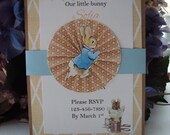 Rabbit invitation, Peter Rabbit Invitations , Spring Invitation , Childrens Birthday Invitation