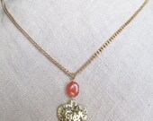 Summer Necklace Heart Agate Pendant Earthy Agate Beadwork Gold Filled Filigree Metal Women Beaded Jewelry Heart Charm Gift For Her