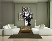 HUGE Painting On Canvas of Heart Tree of Life -  Modern Contemporary Colorful Abstract Oak Tree Silhouette Large Wall Art by Sarah C. Pilon