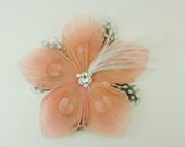 Pink Peacock Feather Flower Hair Clip / Feather Fascinator / bridal / wedding accessories OOAK