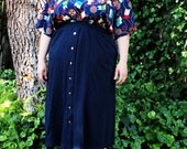 Plus Size - Vintage Navy Status Print Flat Front Blouse (Size 24W)