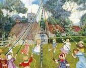 Wonderful Maypole. Loads of Children Dancing.  MAY DAY Vintage Illustration. DIGITAL  Download. Vintage May Day Print. Jessie Wilcox Smith - DandDDigitalDelights