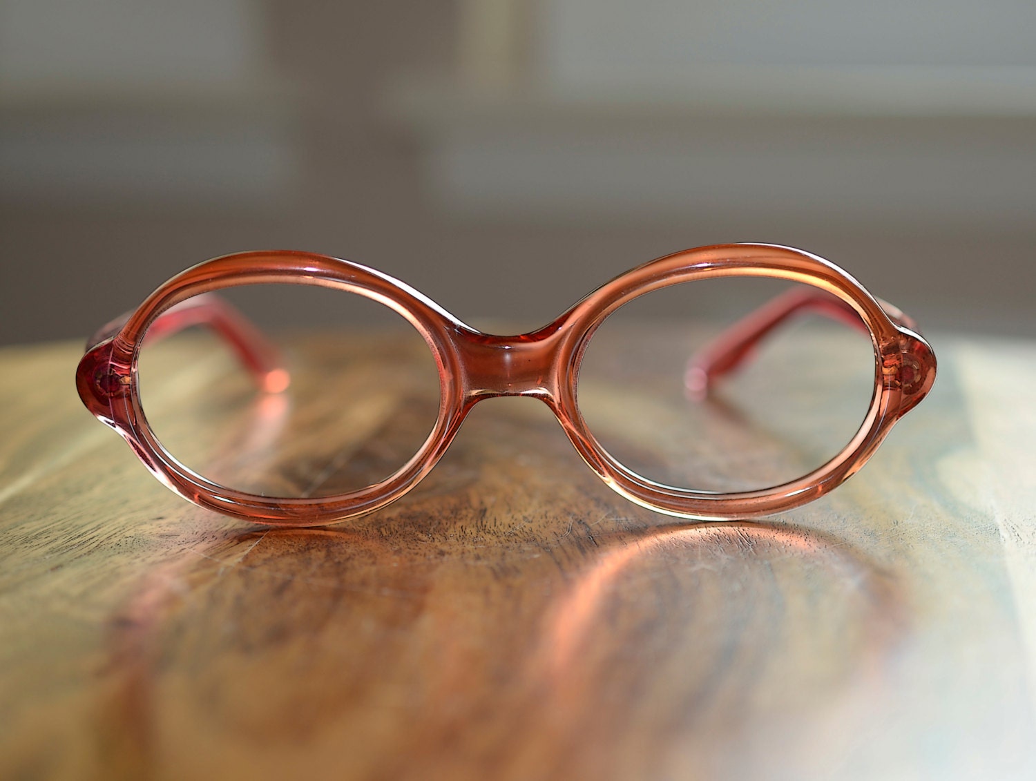 Vintage 1980s Christian Dior Round Oval Eyeglasses Pink Salmon NOS