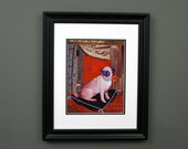 Portrait Original Digital Art Print, Royal Pug Dog 2 Collage MIxed Media