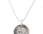 Fine Silver Ichthys Wax Seal Necklace