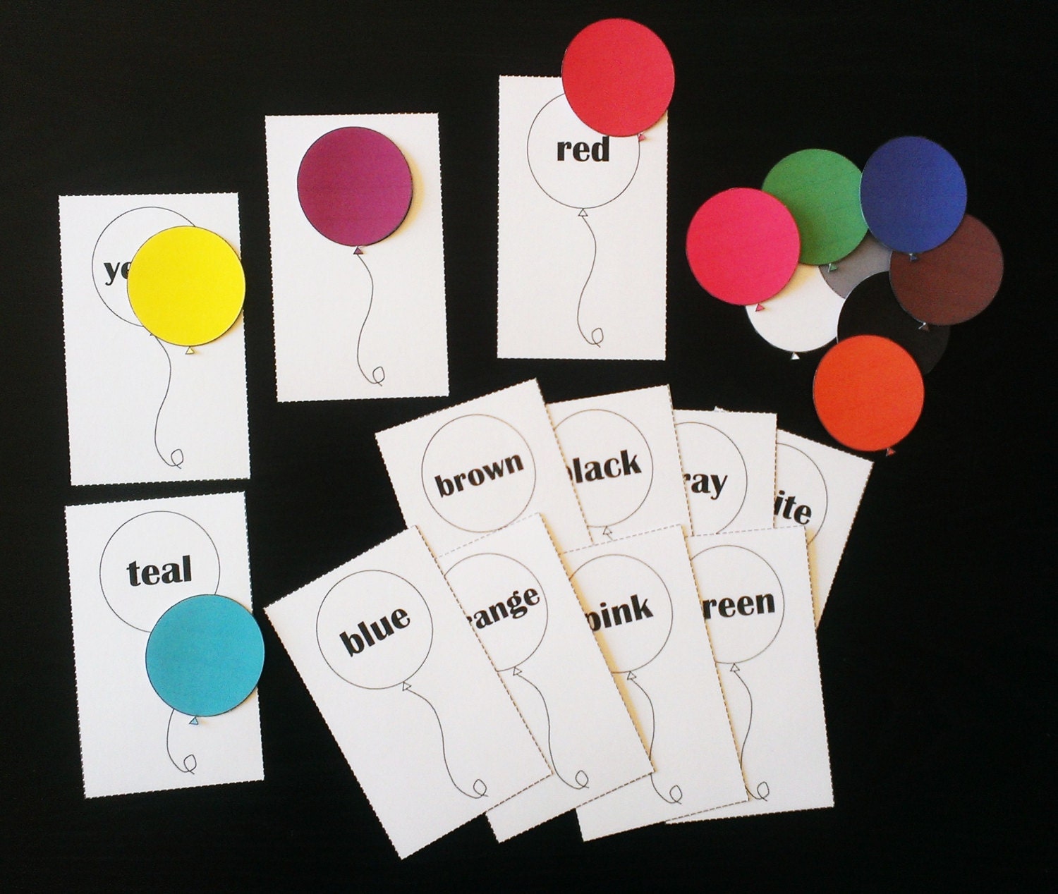Educational Balloons Color Matching Flash Cards Activity Printable Il_570xn
