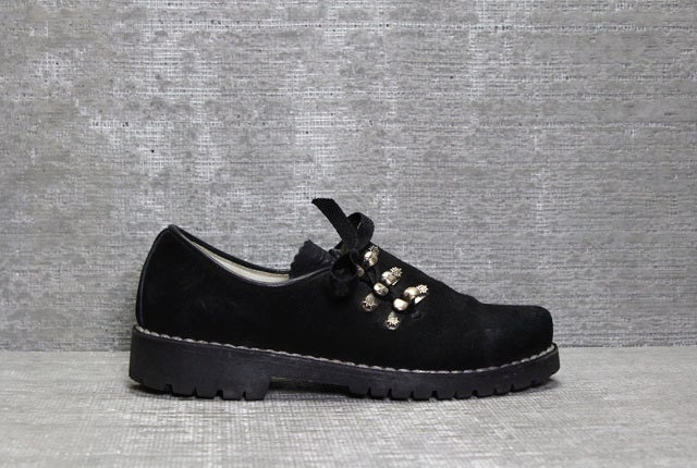 Vtg 90s Black Suede Leather Lace Up Grunge Shoes Loafers 38 7.5 7 1/2