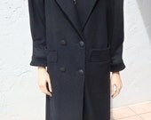 80's Black Wool Long Coat Jacket/  Classic 80's High Fashion/  Vintage Womens Clothing by Feisty Farmers Wife