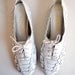Reserved for Samantha Vintage 8.5 LEATHER white HUARACHE 80s woven cut out lace up tie up flat OXFORD shoes