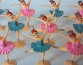Pretty Retro Ballerina cupcake picks or cake toppers, great for your next ballet dance birthday themed party or favor, Nutcracker winter