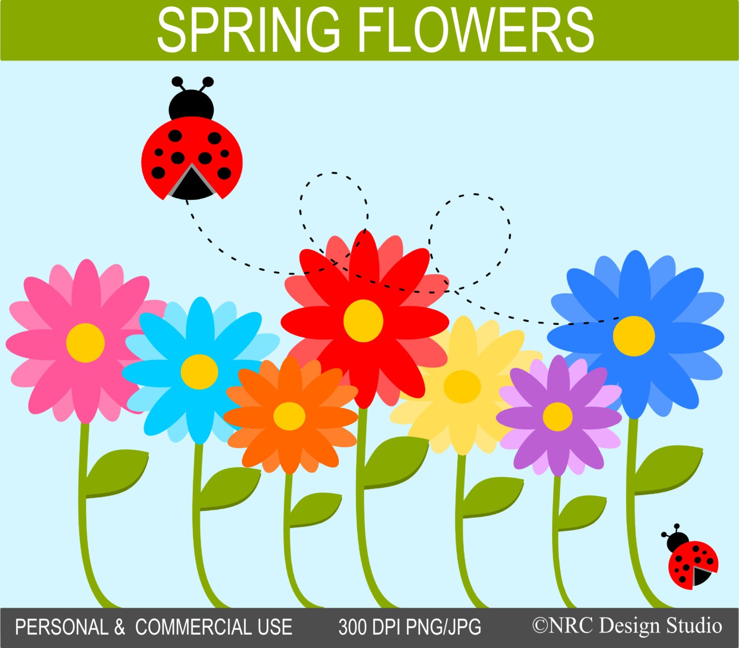 Spring Flowers Clip Art Graphics - Digital Clipart Commercial Use - Instant Download Il_170x135