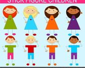 Stick Figure Children Clip Art Graphics - Digital Clipart Commercial Use - Instant Download Il_170x135