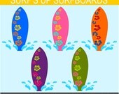 Surf's Up Surfboards Clip Art Graphics - Digital Clipart Commercial Use - Instant Download Il_170x135