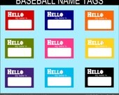 Baseball Name Tags Clip Art Graphics - Digital Clipart Commercial Use - Instant Download Il_170x135