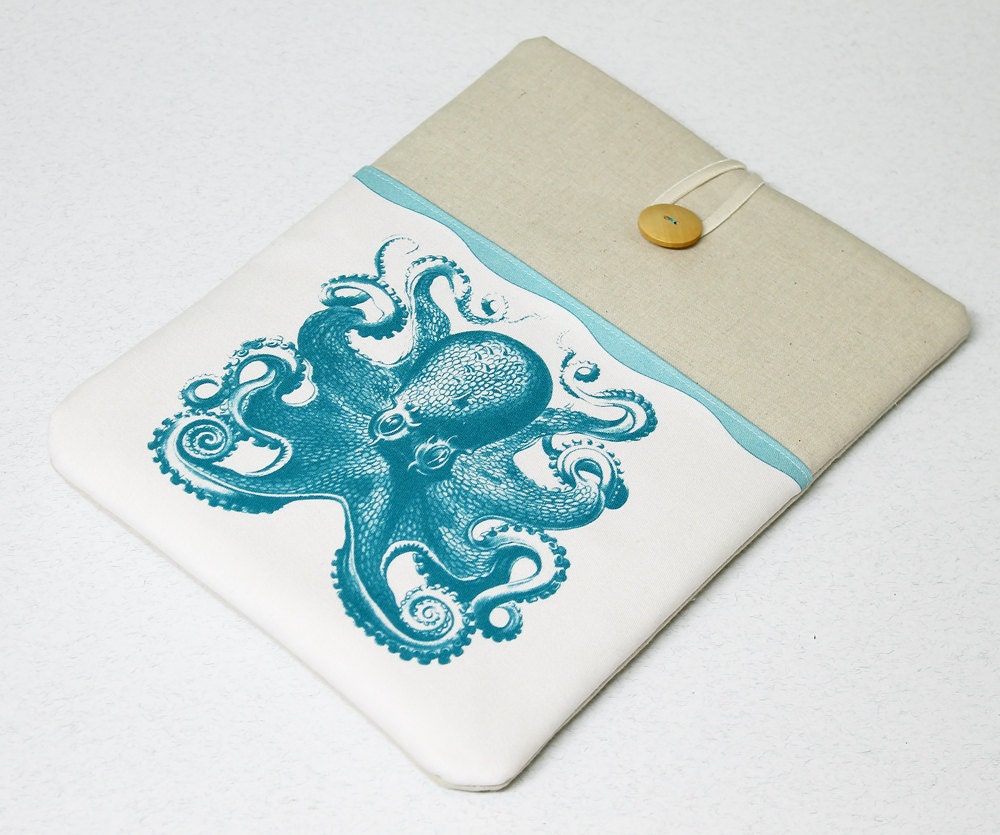 iPad Cover , Galaxy Tab Case , Nexus 10 Sleeve , Octopus, Tablet case , Turquoise