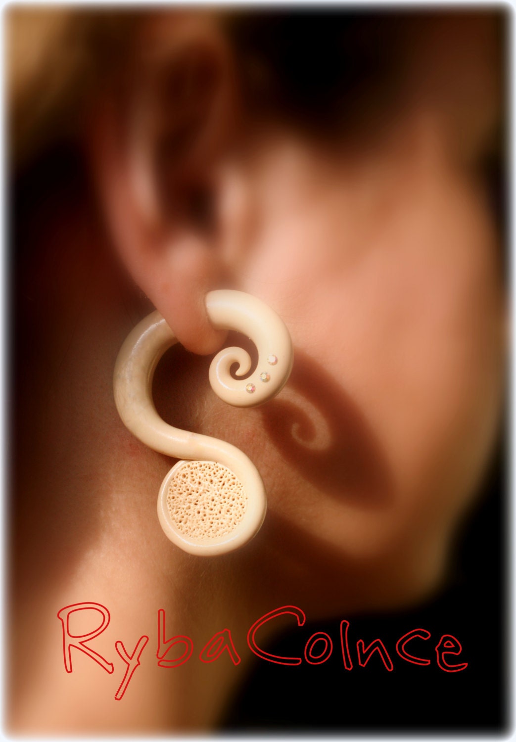 Fake ear tentacle gauge - Faux gauge/Gauge earrings/Tentacle plug/tentacle earrings /spiral gauge/ fake piercing