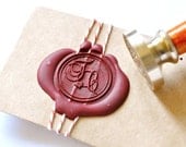 Custom Wax Seal Stamp - Initials Heart Script x 1