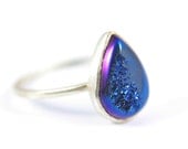 Druzy Ring Purple Agate Titanium Ring Sterling Silver Stacking Size 9 Silversmithed Metalsmithed