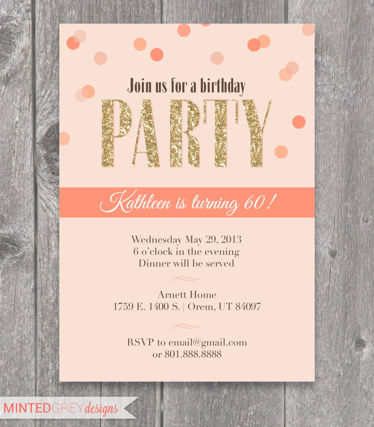 Printable 60th Adult Birthday Party Invite