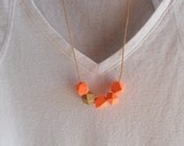 Faceted Wood Bead Necklace, Geometrical Faceted Wood Necklace, Neon Orange, Pastel Orange, Eco-Friendly, Minimalist, May Trends
