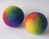 Felt Wool Ball, Large, Rainbow Colors, Children Toy, with Baby Rattle, Waldorf inspired