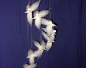 Nursery Mobile Wool Angels, Baby Shower Present, Birthday, Christenings Gift, White Christmas Decor, Waldorf Inspired