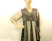 Tunic Tshirt animal print Women Shirt top clothing, Lagenlook, boho, top T364
