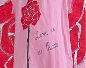 Hand painted - Pink Girls Tshirt - Collection "Summer Garden" - Rose - Organic Cotton