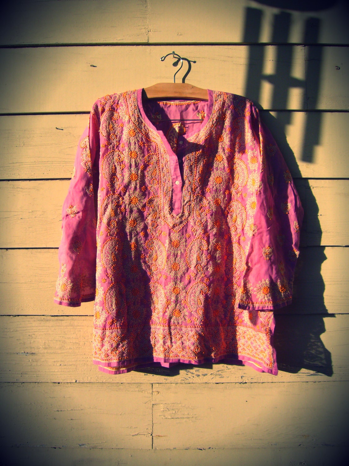 Vintage 1970s Embroidered Indian Tunic