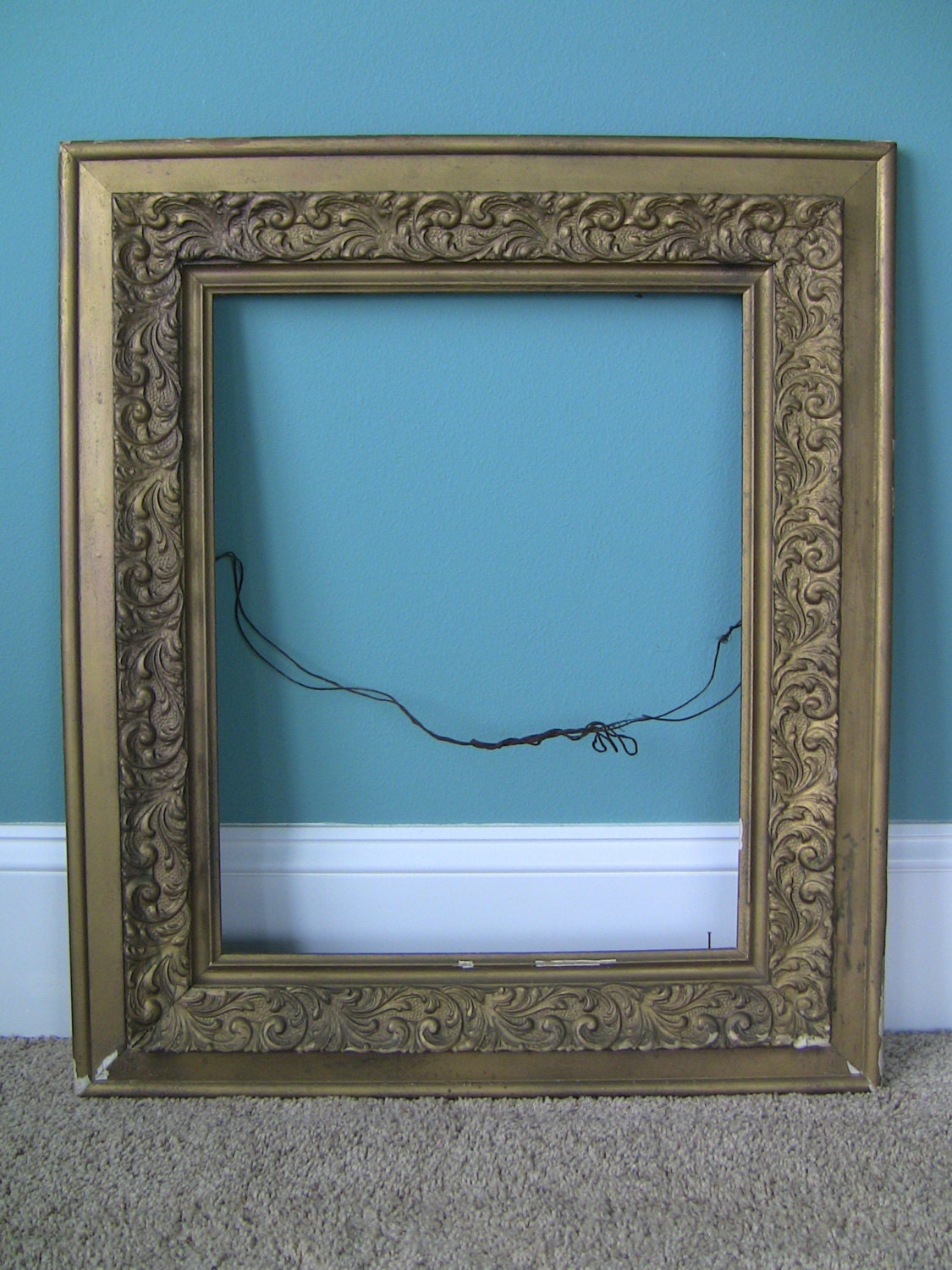 Vintage Ornate Solid Wood Gold Syroco Style Frame-Large Wooden Frame-Wall Hanging-Home Decor