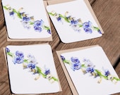 Stationery Notecard Set of 4. Simple Cards. Flowers. Recycled Eco Friendly Cards, Stationary