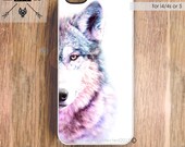iPhone 5 Case - Wolf iPhone 5 Case, iPhone Cover, Purple Waterolor iPhone 4 or 4S, Cases, Designer Cases